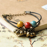 Multilayer PU Cord Bracelets with Ceramic Beads