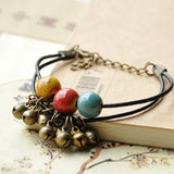 Multilayer PU Cord Bracelets with Ceramic Beads