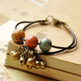 Multilayer PU Cord Bracelets with Ceramic Beads
