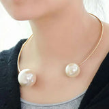10pcs Big Pearl Choker Necklaces Double Beads Pendant Bib Women Jewelry