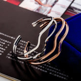 10pcs Wave Hollow Metal Bangles Silver Plated Adjustable Cuff Bracelets
