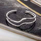 10pcs Wave Hollow Metal Bangles Silver Plated Adjustable Cuff Bracelets