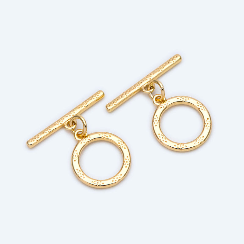 10 Sets Brass Toggle Clasp 13mm Smooth Round DIY Bracelet Jewelry Making