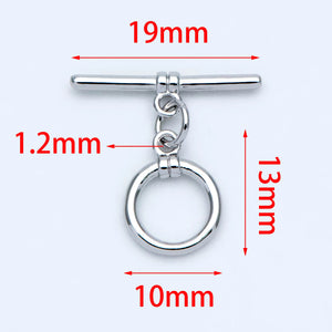 10 Sets Rhodium Plated Brass Toggle Clasp, Easy Close Clasp 10mm