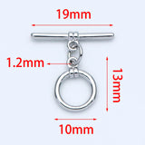 10 Sets Rhodium Plated Brass Toggle Clasp, Easy Close Clasp 10mm