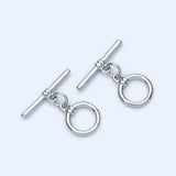 10 Sets Rhodium Plated Brass Toggle Clasp, Easy Close Clasp 10mm