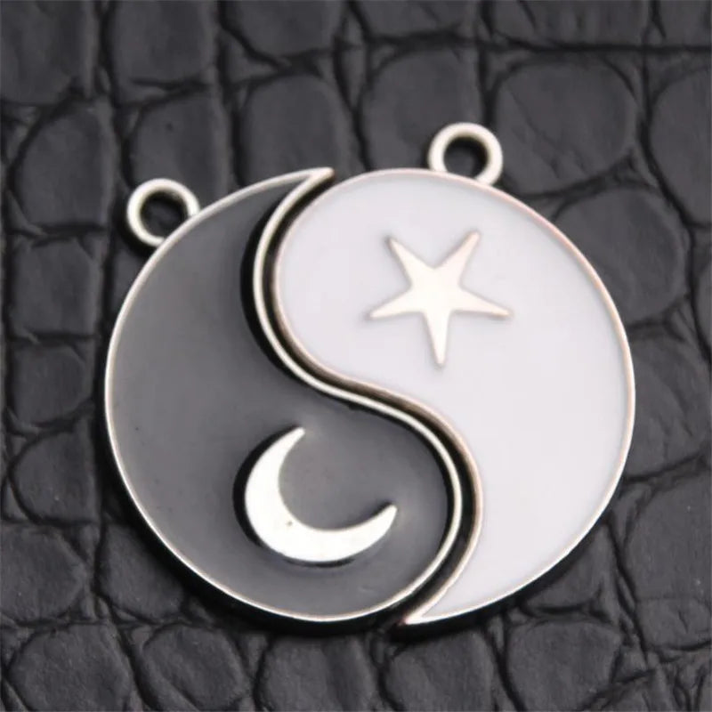 10 Sets Stars Moon Tai Chi Charm DIY Jewelry Making