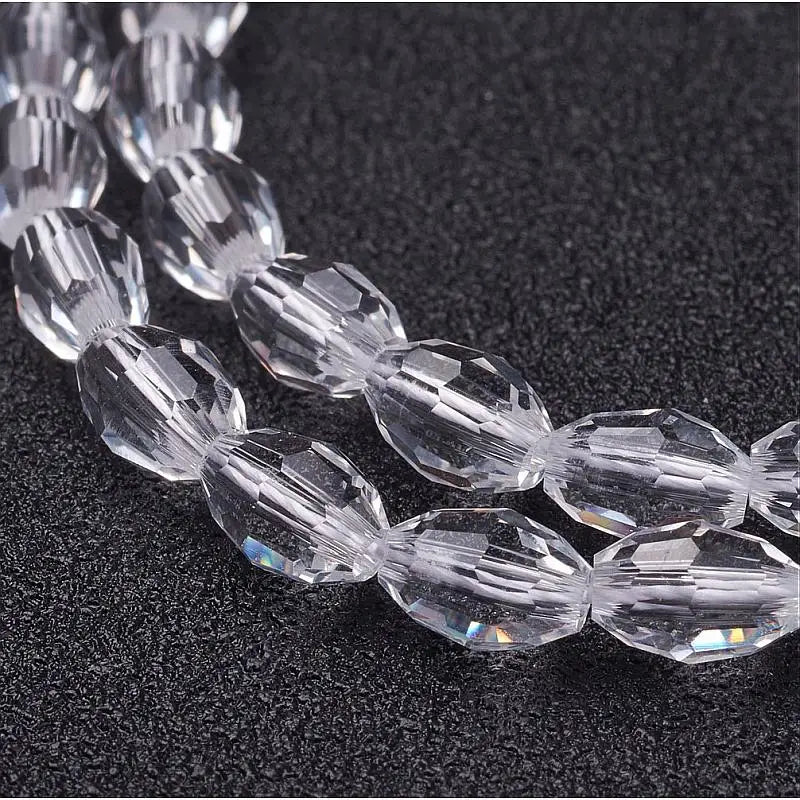 10 Strand Faceted Oval Glass Spacer Beads for Jewelry Making