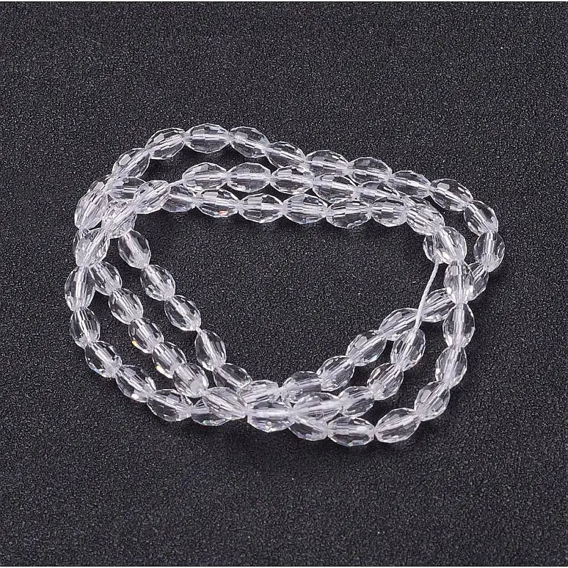 10 Strand Faceted Oval Glass Spacer Beads for Jewelry Making