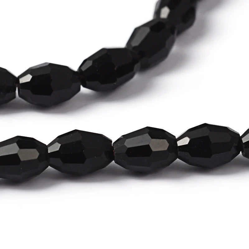 10 Strand Faceted Oval Glass Spacer Beads for Jewelry Making