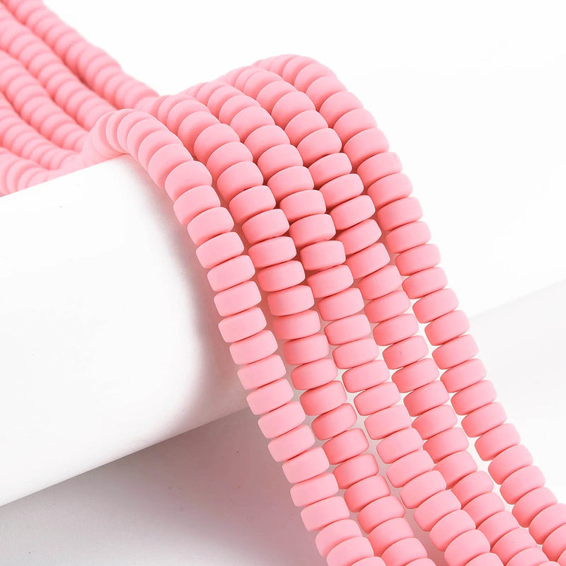 10 Strands 6-7mm Flat Round Polymer Clay Beads for DIY Jewelry Making