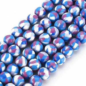 10 Colorful Polymer Clay Round Loose Beads for DIY Jewelry 8.5~9x8mm