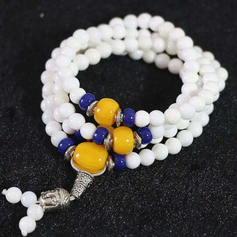 Natural Tridacna Multilayer Bracelet 6mm Round Beads Bangle for Women