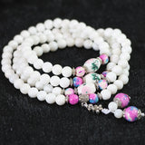 Natural Tridacna Multilayer Bracelet 6mm Round Beads Bangle for Women