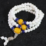 Natural Tridacna Multilayer Bracelet 6mm Round Beads Bangle for Women
