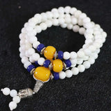 Natural Tridacna Multilayer Bracelet 6mm Round Beads Bangle for Women
