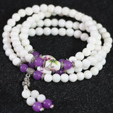 Natural Tridacna Multilayer Bracelet 6mm Round Beads Bangle for Women