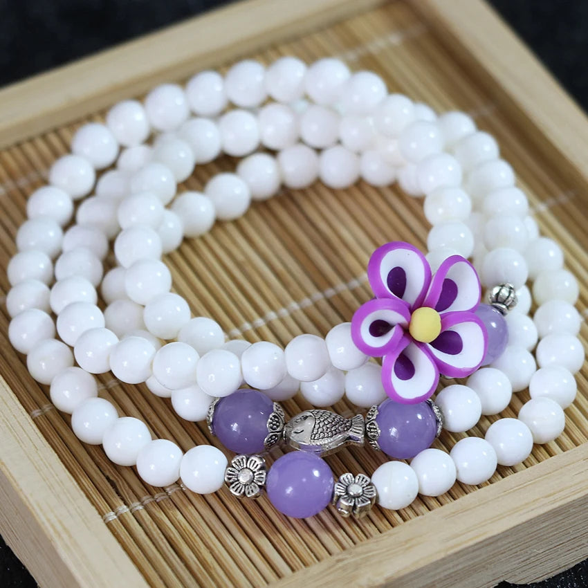 6mm Tridacna Round Beads Bracelets for Women DIY Jewelry