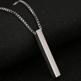 Stainless Steel Vertical Bar Pendants Black, Custom Name Bar Necklace