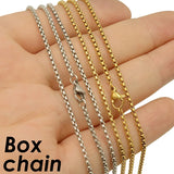 10x Stainless Steel Box Chain Necklaces Silver 16-24 Inch Round Box Chain