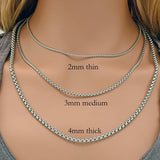 10x Stainless Steel Box Chain Necklaces Silver 16-24 Inch Round Box Chain