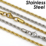 Stainless Steel Necklace 3mm Rope Chain Silver Jewelry Gift