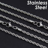 Stainless Steel Necklace 3mm Rope Chain Silver Jewelry Gift