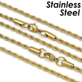Stainless Steel Necklace 3mm Rope Chain Silver Jewelry Gift