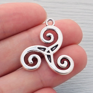 10 Pcs Tibetan Silver Celtic Knot Triskele Charms 28.5x28mm