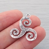 10 Pcs Tibetan Silver Celtic Knot Triskele Charms 28.5x28mm