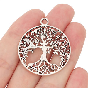 10 Tibetan Silver Tree of Life Charms Pendants 35mm