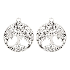 10 Tibetan Silver Tree of Life Charms Pendants 35mm