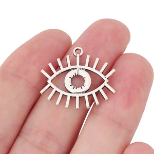 10 Tibetan Silver Demon Eyes Charms Pendants for Jewelry Making