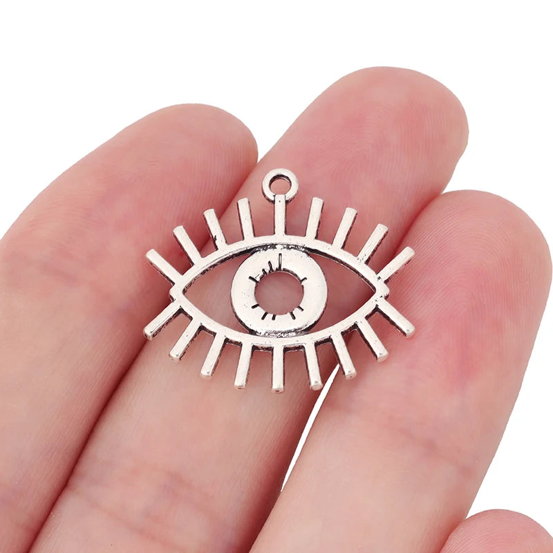 10 Tibetan Silver Demon Eyes Charms Pendants for Jewelry Making