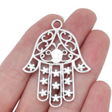 10 Tibetan Silver Open Hamsa Hand Charms Pendants for DIY Necklace Making