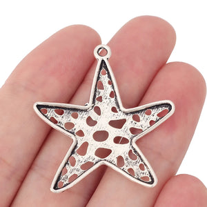 10 Tibetan Silver Starfish Charms Pendants for DIY Necklace Making 37x40mm
