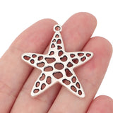 10 Tibetan Silver Starfish Charms Pendants for DIY Necklace Making 37x40mm
