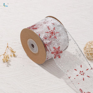 10 yd/Roll 63mm Snowflake Christmas Ribbon