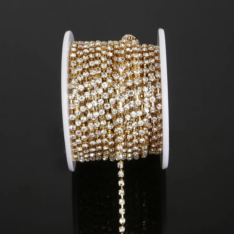 10 Yards/Roll Clear Crystal SS8 Rhinestone Chain DIY Beauty Accessories