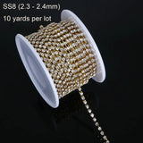 10 Yards/Roll Clear Crystal SS8 Rhinestone Chain DIY Beauty Accessories