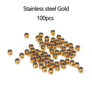 100/120pcs Stainless Steel Positioning Ball Crimp End Beads for Jewelry Making