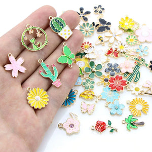 Enamel Plant Insects Earring Charms Diy Findings