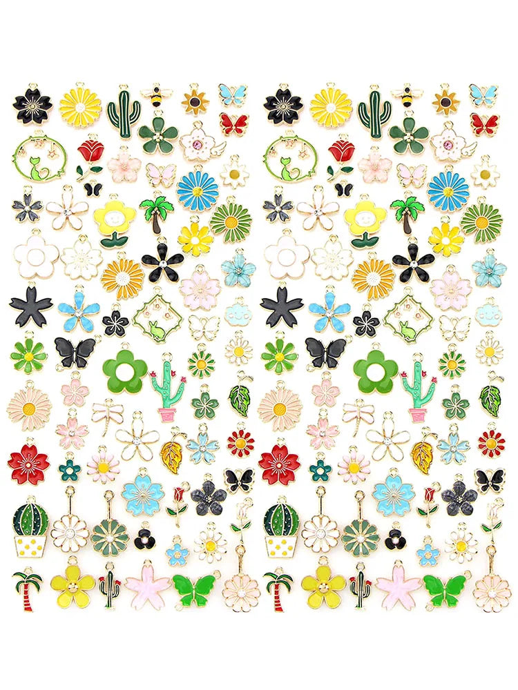 Enamel Plant Insects Earring Charms Diy Findings