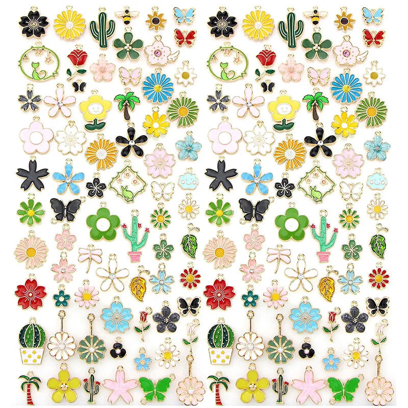 Enamel Plant Insects Earring Charms Diy Findings