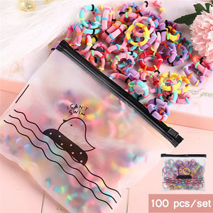 8 PCS Pink Elastic Hairbands Set Hair Accessories for Girls Women