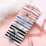 8 PCS Pink Elastic Hairbands Set Hair Accessories for Girls Women