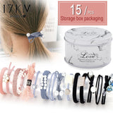 8 PCS Pink Elastic Hairbands Set Hair Accessories for Girls Women