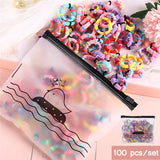 8 PCS Pink Elastic Hairbands Set Hair Accessories for Girls Women