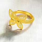 Filigree Butterfly Necklace Ring Set, Girlfriend Birthday Jewelry