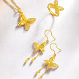 Filigree Butterfly Necklace Ring Set, Girlfriend Birthday Jewelry